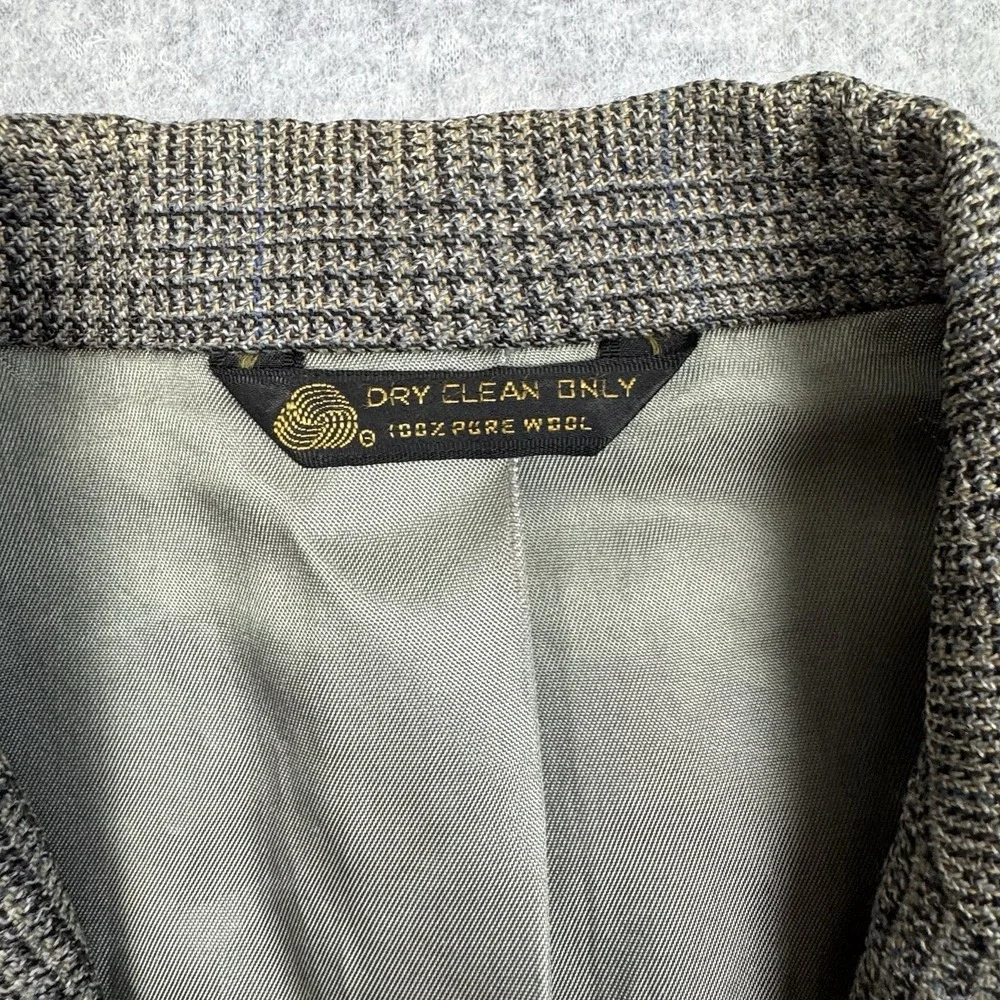 VTG Oscar de la Renta Glen Plaid Blazer 40R‎ Sport Coat Union Made In USA Wool